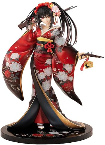 Jilijia Anime Date A Live Figur Tokisaki Kurumi Actionfigur Roter Kimono Dress Up Modell PVC Anime Statue Desktop Dekoration Geburtstagsgeschenke für Fans 23cm