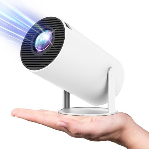 Auto Keystone Correction Mini Portable Projector - 4K/ 200 ANSI Smart Projector with WiFi 6, BT 5.0, Screen Adjustment, 180 Degree Flip, Round Design, Built-in Android OS 11.0 Home Theater Projector