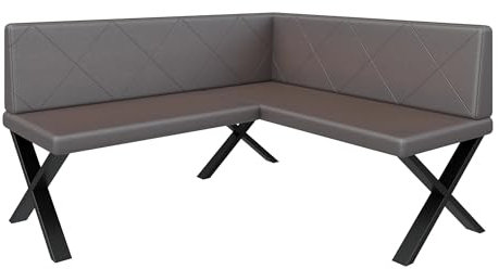 FURNISTAR Eckbank Akiko Metal X - Eckbankgruppe für Ihrem Esszimmer, Küche modern, Sitzecke, Essecke. Perfekt für Küche, Büro und Rezeption. Solide und Starke Verarbeitung. (168x142-Rechts-Soft30)