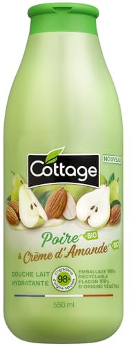 Cottage – Gel Douche Lait Hydratant – Poire BIO & Crème d'Amande BIO – 98% D’Ingrédients D’Origine Naturelle - Flacon 100% d'origine végétale– Fabriqué en France – 550 ml