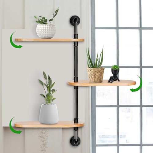Whchiy Rotating Window Plant Shelves Indoor 3-Tier Wooden Plant Stand Window Shelf for Plants Wall Plant Holder for Plant Lovers for Living rooms, Bedrooms,Balcony