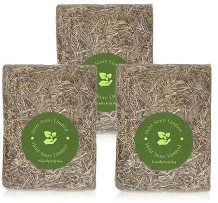 Meadow Hay For Rabbit Food & Pet Bedding 4.5kg (3 Pack) | Conveniently Packaged Hay Feeder Cube Ideal for Feeding or Bedding Small Animals, Rabbits, Guinea, Hamster | Suitable For Small Pets