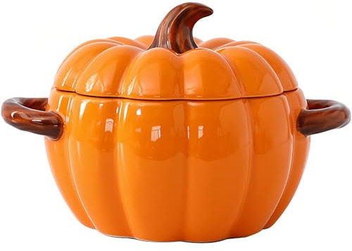 Maxspace Cacerola con tapa, 17 cm, 1,9 L, cerámica calabaza, bonita sartén para horno, lavavajillas, microondas (naranja)