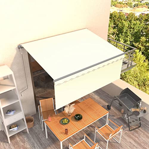 Festnight Toldo Motorizado 3 x 2.5 m-Type 2 con Persiana, Toldo Eléctrico y Manual Retráctil,Toldo Articulado Eléctrico con Mando a Distancia, para Terraza, Jardín Crema