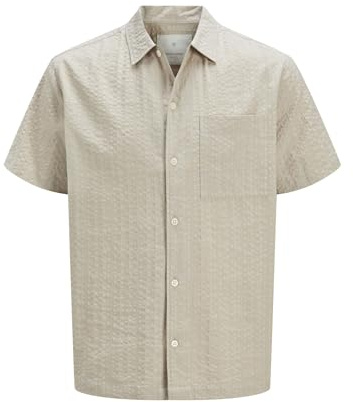 JACK & JONES Male Hawaii-Hemd Relaxed Fit Hawaii-Hemd | Baumwolle | Regular Fit | Knopfleiste | unifarben | atmungsaktiv | Knöpfe | modisch-Style | ideal für Streetwear