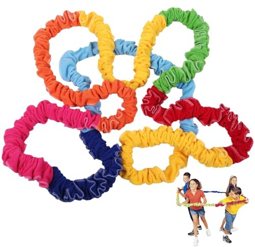 Cooperative Stretchy Band Elastic 78.74in Colorful Portable Tug of War Rope Tear Resistant Fleece Exercise Bands for Group Activities Party Games, Tug of War