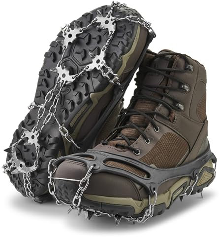 Yaktrax Adventure Grip - Langlebiges Winter-Traktionsgerät mit Edelstahl-Spikes für EIS und Schnee, Flexibles Obermaterial aus thermoplastischem Gummi, passend für Verschiedene Schuhe, ideal zum
