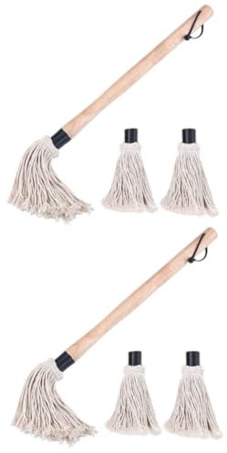 BESPORTBLE 2St Barbecue-Sauce-Pinsel grillfleischbürste Barbecue-Sauce-Mopp Grillpinsel Grill-Heizmop BBQ-Sauce-Mopp ölpinsel grill bürste Ölbürste Bastelpinsel Baumwollfadenbürste Hölzern