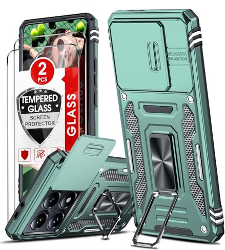 LeYi Handyhülle für Xiaomi 14T Pro 5G Hülle [2 Handyfolie Glas] Militärstandart Rüstung Armor Panzerhülle Schutzhülle Stehfunktion Case Eckenschutz Outdoor Cover 14 T Pro 5 G Handy Case Hellgrün