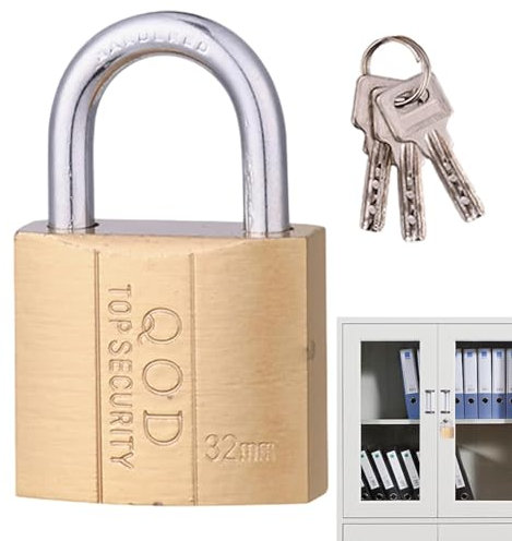 Mbiyhgta Vorhängeschloss mit Schlüssel | Hochsicherheit | Kastenschloss | Rostfreies Schloss und Schlüssel-Set, Gold, Multifunktional, für Spind, Zaun und Outdoor