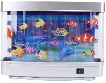 Faux Aquarium Mini Aquarium, Aquarium Artificiel avec Poissons en Mouvement, Fausse Lampe Décorative D'aquarium, Veilleuse de Mouvement D'aquarium