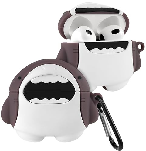 Boaretiu Schutzhülle für Airpods 3. Generation, niedliches Cartoon-Kawaii, mit Schlüsselanhänger, lustiges Design, Schutzhülle für Mädchen, Teenager, Frauen, Hüllen für Air Pods 3., Hai