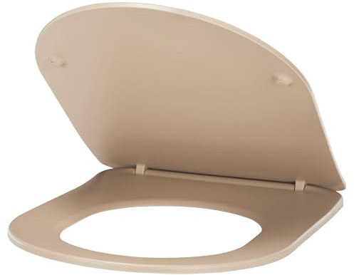 Abattant WC couleur Taupe universel clipsable/nettoyage facile - lunette de toilettes Thermodur extra plat frein de chute forme D NOYON & THIEBAULT