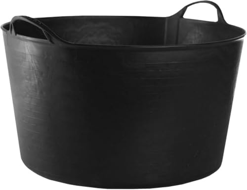 MiG-met - Mehrzweckkorb, großer Behälter, Korb Flexi, Wäschekorb - Stark, Haltbar, Flexibel und Leicht - Frostsicher, Zwei robuste Griffe - Ausdauer 120kg - 55L, 55x44,5x35cm - Schwarz - 1 Stück