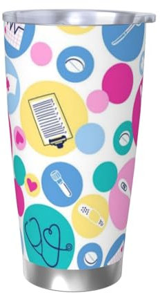 FZGGWYHL Tazza da caffè isolata in acciaio inossidabile con stampa infermiera carina da 590 ml