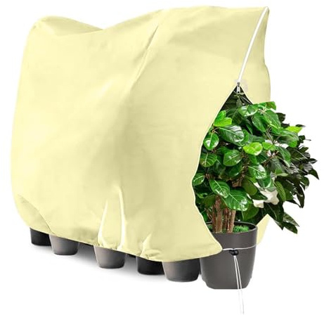 Protection hivernale pour plantes, 240 x 200 cm, protection contre le gel, sac en toile de jute, protection hivernale pour plantes en pot, protection contre le gel, grand sac à plantes en pot avec