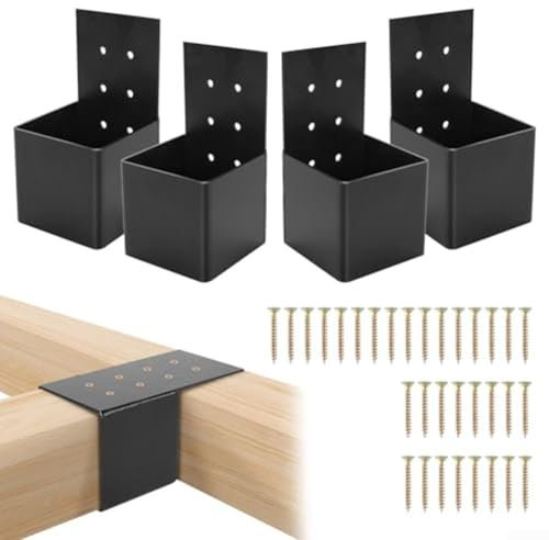 Pergola Connectors Kit – 3-Wege-rechtwinklige Halterungen für 4 x 4 Holzpfosten, langlebige Stützhalterungen für Außenstrukturen (4 Stück)