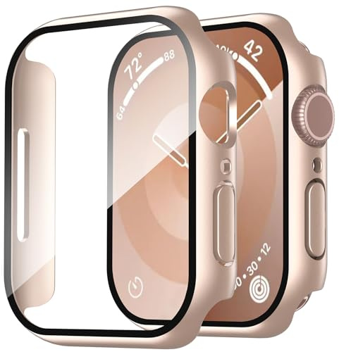 Uluck 2 Stück hülle mit Displayschutzfolie Kompatibel mit Apple Watch Series 11/10 46mm, Displayschutz Rundum Schutzhülle,Stoßfest & Kratzfest, Hohe Touch-Empfindlichkeit, 1 Rosegold + 1 Transparent