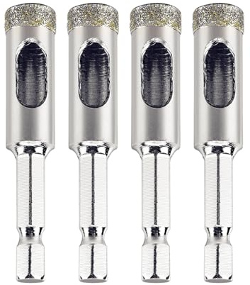 4-Pack 1/2 (12mm) Diamond Tile Hole Saw Pilot Bit Drill Bits for Ceramics, Flower Pots, Glass, Stone, Porcelain Tile, Granite and Marble Wet Use