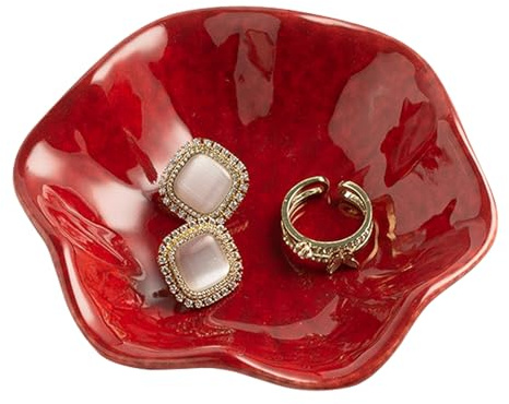 QNMUSUNC Ceramic Ring Dish, Jewelry Trinket Tray for Rings and Earrings | Keeps rings, earrings and other small jewelry in one easy-to-find place on a nightstand, vanity or bathroom counter.