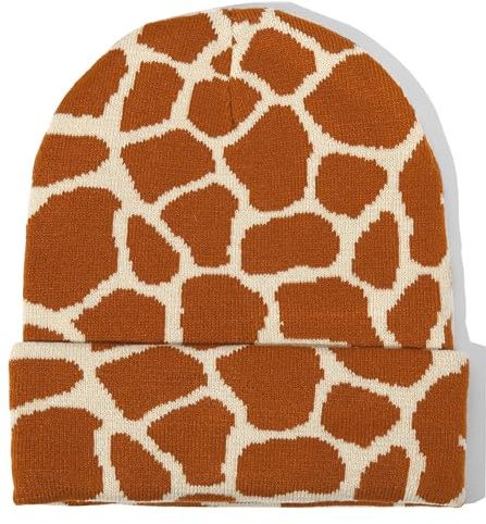IHLOOTD Giraffen Strickmütze Beanie Mütze Wintermütze Giraffen Winter Cap Giraffenmuster Hut Damen Herren Unisex Weich & Warm