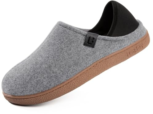 LongBay Mens Slippers with Removable Supportive Insole Slip on Casual House Shoes for Indoor Outdoor Bedroom Garden Grey, 10