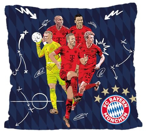 FC Bayern München I Kuschelkissen Player 2024-25 I Unisex I Navy | Offizieller FC Bayern München Fanartikel, Fußball, Bundesliga