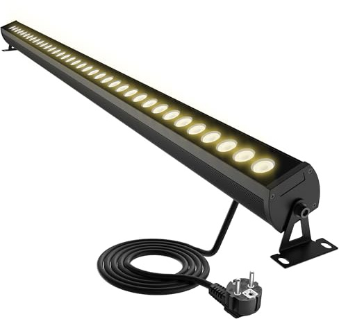 Yotivki LED Strahler Außen 1m Warmweiß 3000K, IP65 Wasserdicht Wandfluter mit Stecker, Superheller LED Lichtbalken Außenbeleuchtung für Garten, Terrasse, Carport
