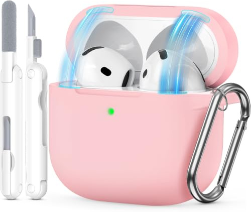 Joremx Custodia in Silicone Unica per AirPods 4 (Rosa Magnetico) | Inclusi Set di Pulizia e Portachiavi, Coperchio Magnetico, Materiale morbido, Cover per AirPods 4 e AirPods 4 ANC (2024)