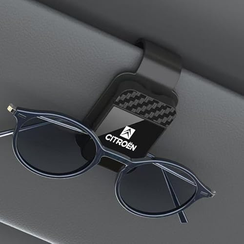XIAOGUANGFADACAI 2 Stück Auto Brillenhalter für Citroen C3 II 2009-2013, Sonnenblende Brillenclip Kartenhalter Ticket Klemme Interieur Zubehör Aufbewahrung,Black