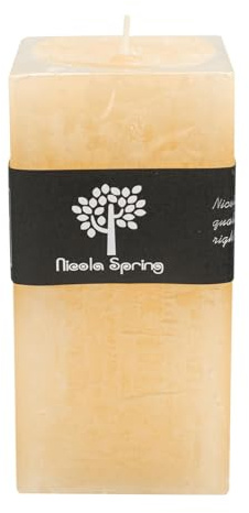 Nicola Spring Scented Pillar Candle - Vanilla Scent - 90 Hour Burning Time - Vanilla Candles Ivory Square Pillar Aromatherapy for Home Fragrance, Kitchen, Living Room, Bedroom