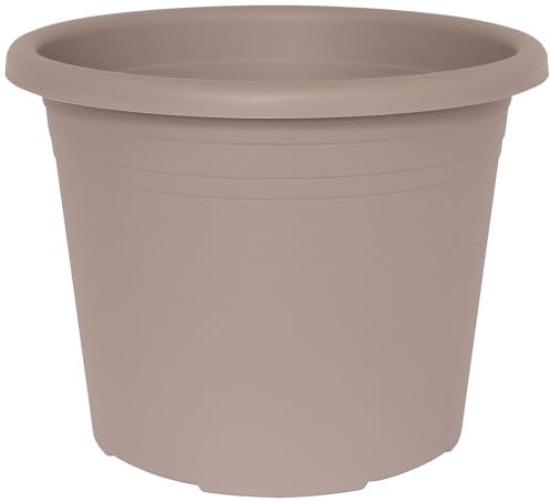 Geli - Vaso da fiori rotondo in plastica, colore: tortora, diametro: 60 cm