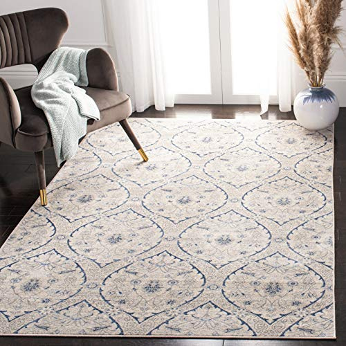 SAFAVIEH Traditionell Teppich für Wohnzimmer, Esszimmer, Schlafzimmer - Brentwood Collection, Kurzer Flor, Hellgrau und Blau, 160 X 229 cm
