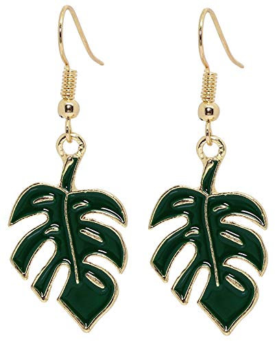 Bluebubble SUMMER LOVE Dangle Earrings on Gift Card (Tropical Palm Leaf (Green))