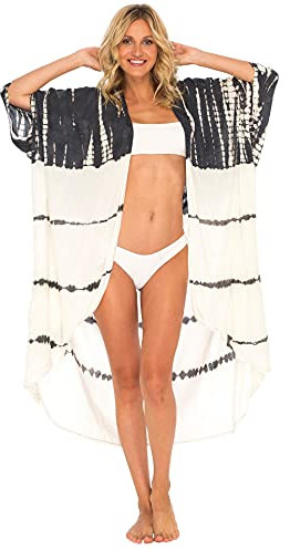 SHU-SHI - cardigan stile kimono - effetto batik - donna - taglie forti - Taglia unica - Nero