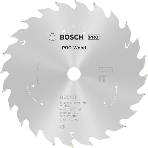 Bosch Accessories Lama Per Sega Circolare Standard For Wood (Legno, 140 x 12.7 x 1.5 mm, 24 Denti, Accessorio Per Sega Circolare A Batteria)