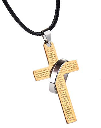 Daesar Edelstahl Herren Halsketten Anhänger Jesus Kreuz Ring Partner Kette Gold Freundschaftskette