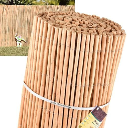 Suinga Clôture en Osier Pelé 1,50 x 5 mètres | Canisse de Jardin Naturelle | Brise-Vue en Osier 85% d'Occultation | Clôture Décorative