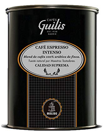 CAFES GUILIS DESDE 1928 AMANTES DEL CAFE Café molido 100% Arábica - Blend Espresso Intenso de Calidad Suprema – Lata 1 Kg