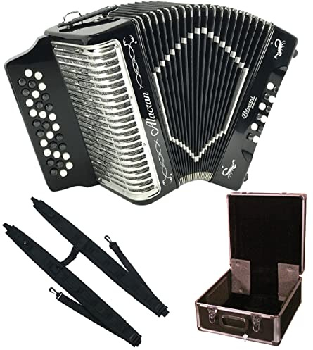 Alacran AL3112 Akkordeon-Paket: 31 Tasten, 12 Bass-Akkordeon mit starrem Gehäuse und verstellbaren Trägern (Fa/FBE, glänzendes Schwarz)