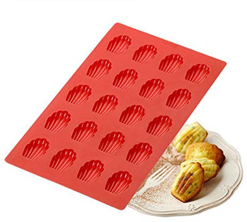 tooloflife Madeleine Tray, Silicone Cookies Baking Mold Non-Stick Madeleine Tray 20 Cup