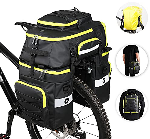 Rhinowalk 3 IN 1 Multifunktional Fahrrad Gepäckträgertaschen 65L Fahrrad Rücksitz Tasche Gepäckträger Tasche Fahrradtasche mit Regenschutz für Mountain Road Bike