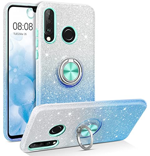 DUEDUE Huawei P30 Lite Hülle Glitzer, Huawei P30 Lite Handyhülle Silikon Slim Case Cover Kratzfest Hülle für Huawei P30 Lite/Huawei P30 Lite New Edition Blau