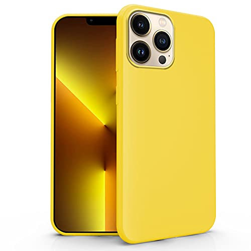 N NEWTOP Cover Compatibile con Apple iPhone 13 Pro, Custodia TPU SOFT Gel Silicone Ultra Slim Sottile Flessibile Case Posteriore Protettiva (Giallo)