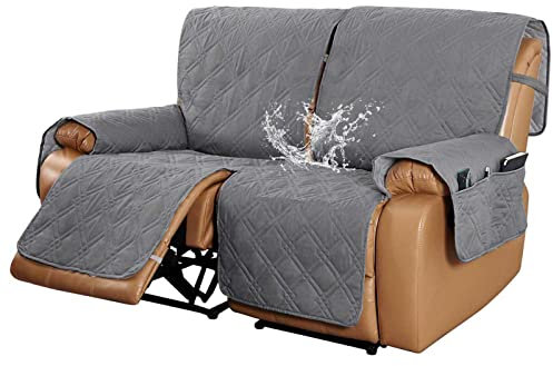 GYHH Sesselbezug Für 2-Sitzer,Sesselschoner Mit Taschen,Fernsehsessel Schutzbezug Anti-Rutsch, Relaxsessel Sesselauflage Relax Mit Elastischen Bändern (Dark Gray)