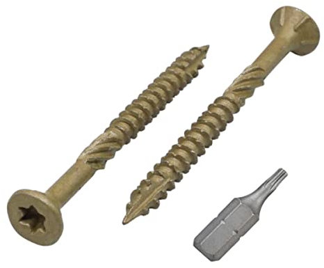 Marcopol (Pack of 100 pcs) Green Anti-corrosion Finish 3.5 x 40 mm Timber Decking Screws, Wood Screws, Torx Head, Type 17, Countersunk Head, Exterior Screw (100, 3.5 x 40 mm)