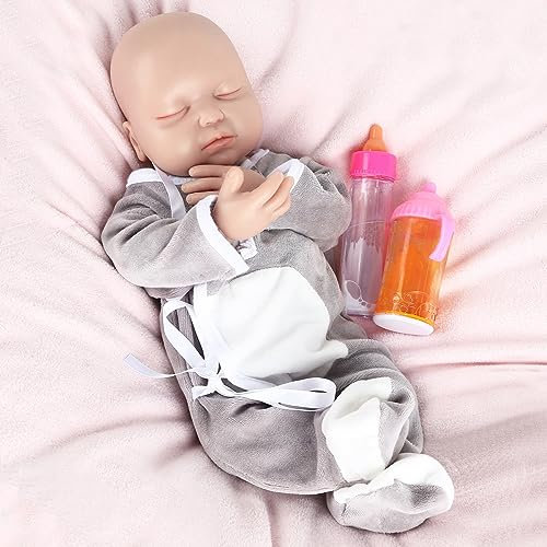 Vollence 36 cm Bambola Completamente in Silicone Che Dorme, Non Bambole in Vinile, Occhi Chiusi realistici, Bambole Reborn realistiche, Bambole Neonate Che sembrano Vere - Ragazzo