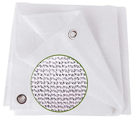 DSWZLQDXB Schattiernetz 6 Stifte Sonnenschutzgewebe Schattentuch HDPE Sonnensegel Weiß,Schattierungsrate 80% Sichtschutz Geeignet für Garten Blumen und Pflanzen,mit Kupferschnalle Ösen (9×9m)