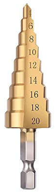 Step Drill Bit 1 Pcs Cone Drill Bit Hole Cutter High-Speed Steel Metric 4-20mm HSS 1/4 Hex Shank Quick Change For Metal, Wood, Plastic