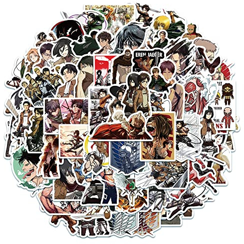 Serhuque 100pcs Attack On Titan Stickers Pack for Phone Case Laptop Water Bottles Hydroflask Ipad MacBook Luggage,Vinyl Waterproof AOT Stickers for Kids Teens DIY Decor